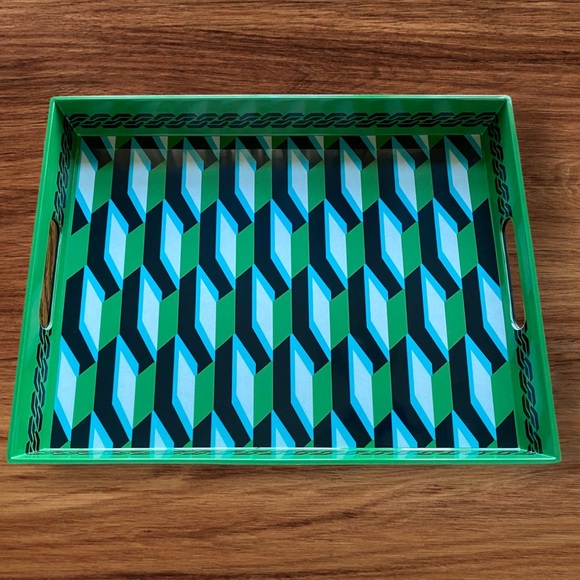 DVF Arrow Geo Green Melamine Serving Tray - Picture 2 of 6